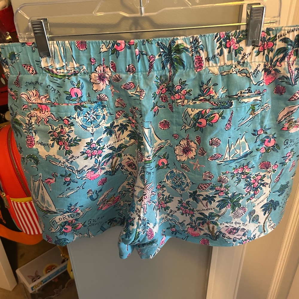 Lilly Pulitzer Blue and Pink Tropical Print Shorts